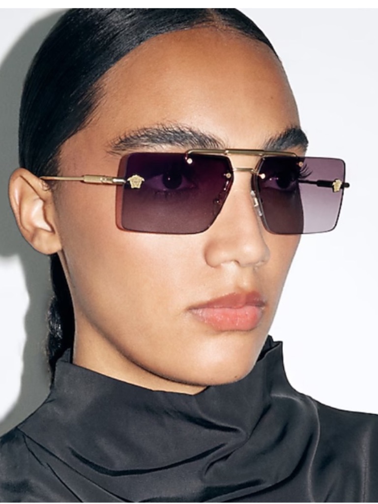 Versace Gold Frame Sunglasses With Dark Purple Lenses